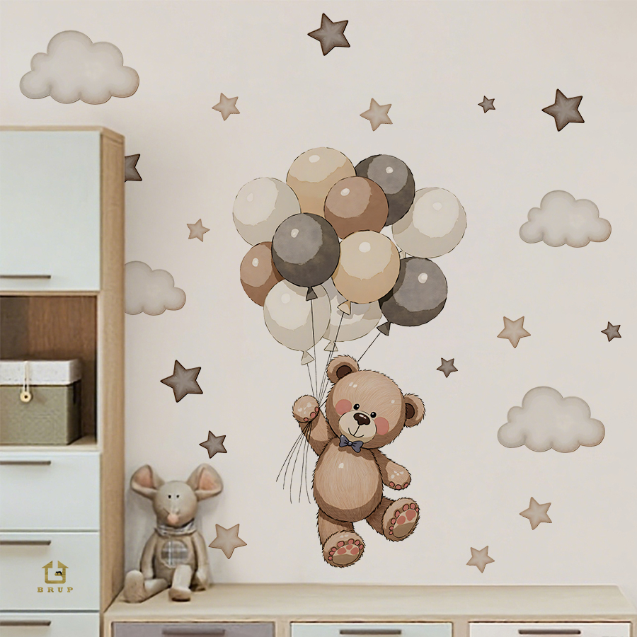 Adorable Teddy Bear Wall Decal – обзор и цена Baby Nursery Wallpaper
