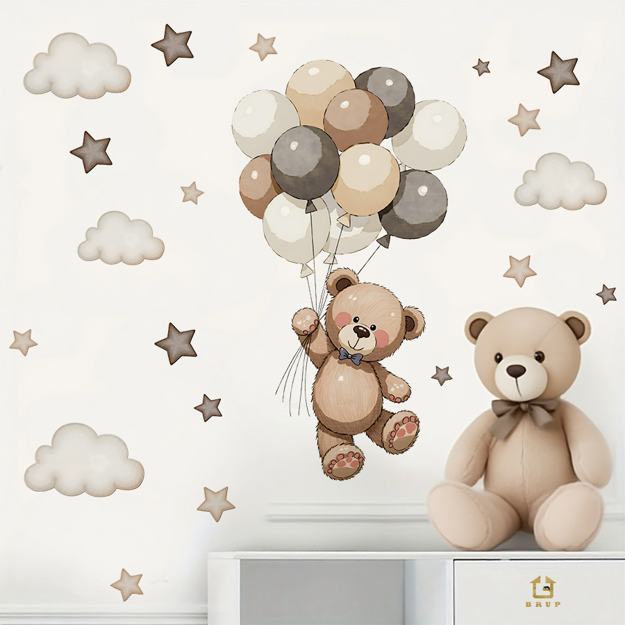 Adorable Teddy Bear Wall Decal – обзор и цена Baby Nursery Wallpaper
