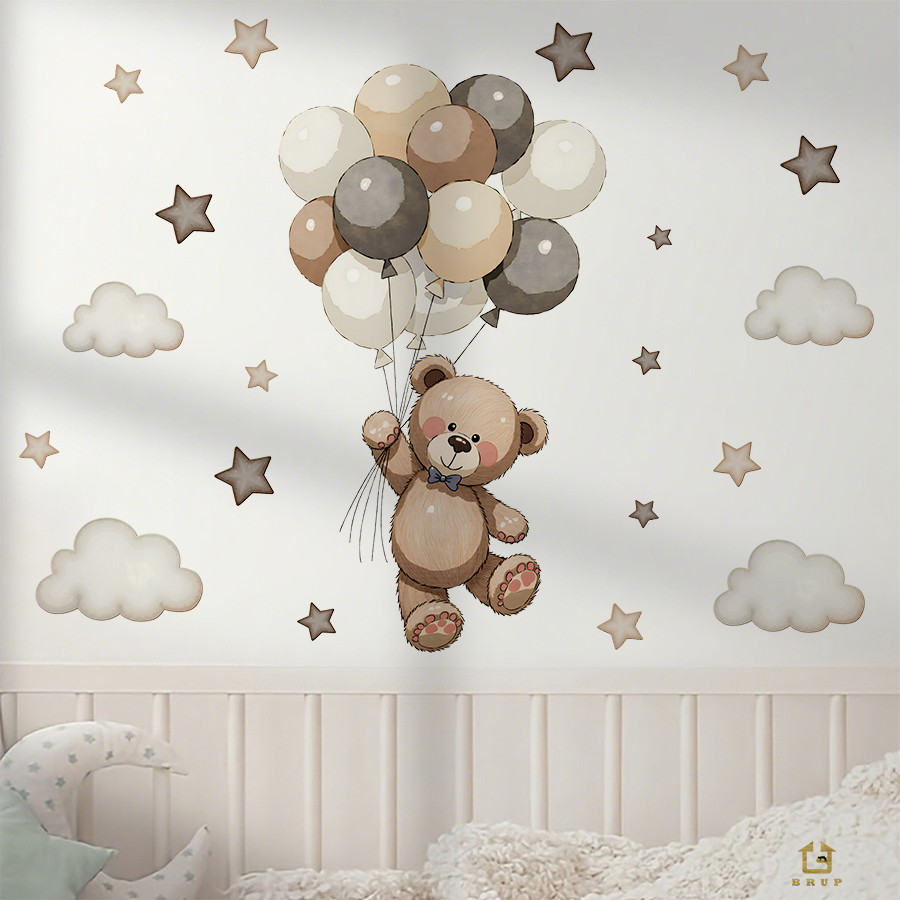 Adorable Teddy Bear Wall Decal – обзор и цена Baby Nursery Wallpaper