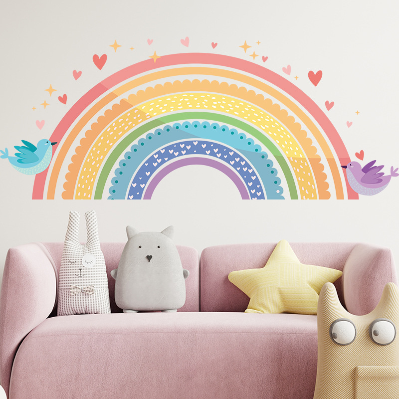 Colorful Rainbow Bird Love Wal – обзор и цена Baby Nursery Wallpaper