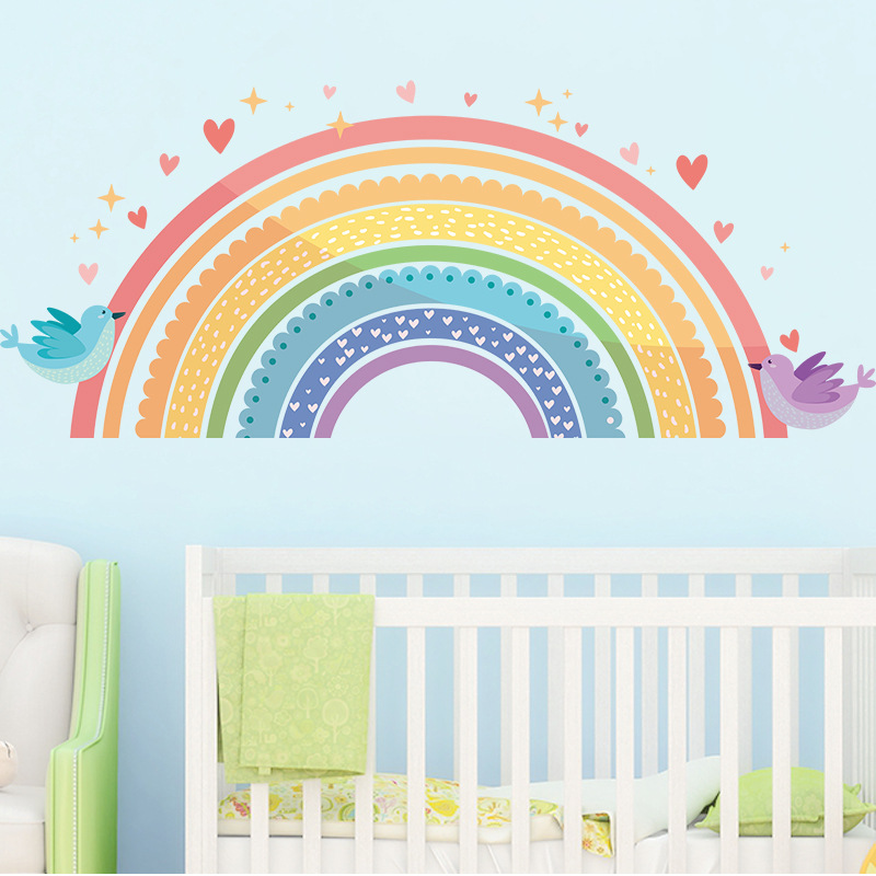 Colorful Rainbow Bird Love Wal – обзор и цена Baby Nursery Wallpaper