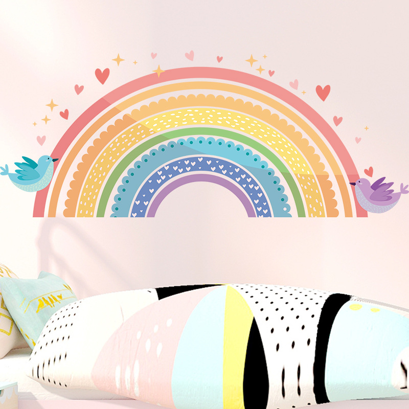 Colorful Rainbow Bird Love Wal – обзор и цена Baby Nursery Wallpaper