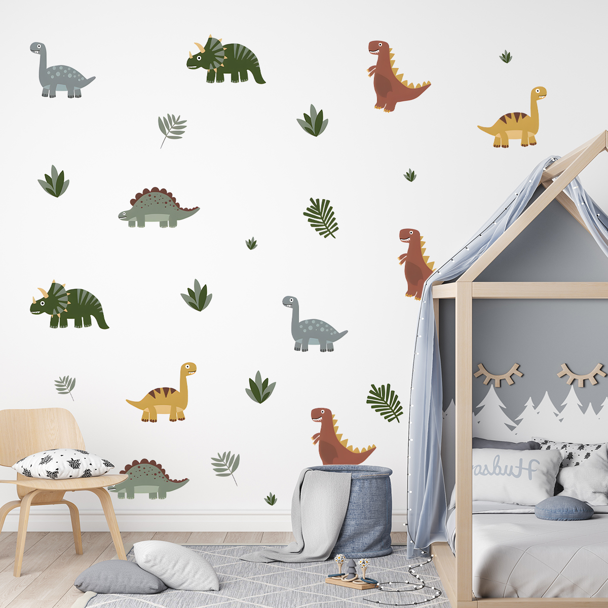 Cartoon Cute Dinosaur Leaf Ani – обзор и цена Baby Nursery Wallpaper