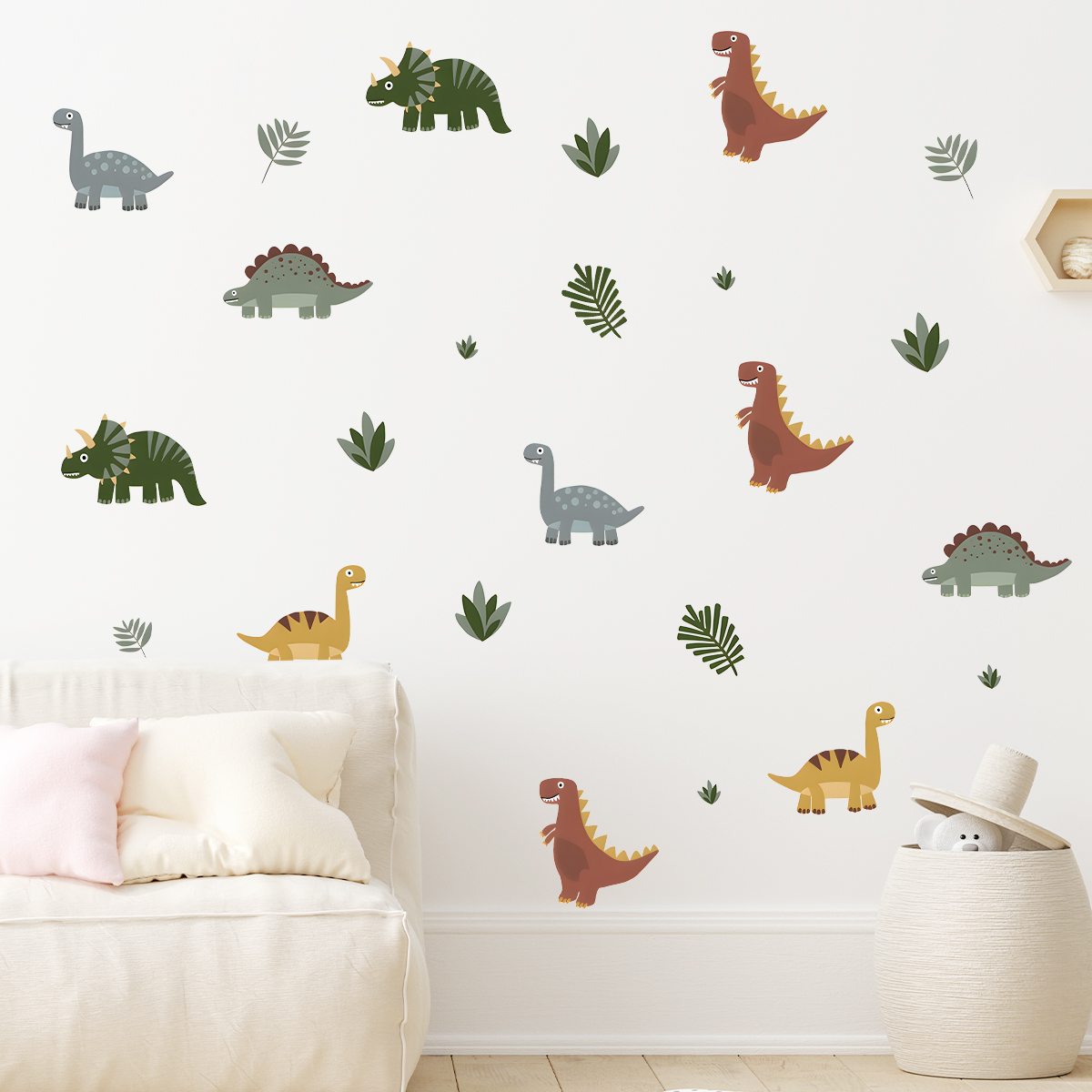 Cartoon Cute Dinosaur Leaf Ani – обзор и цена Baby Nursery Wallpaper