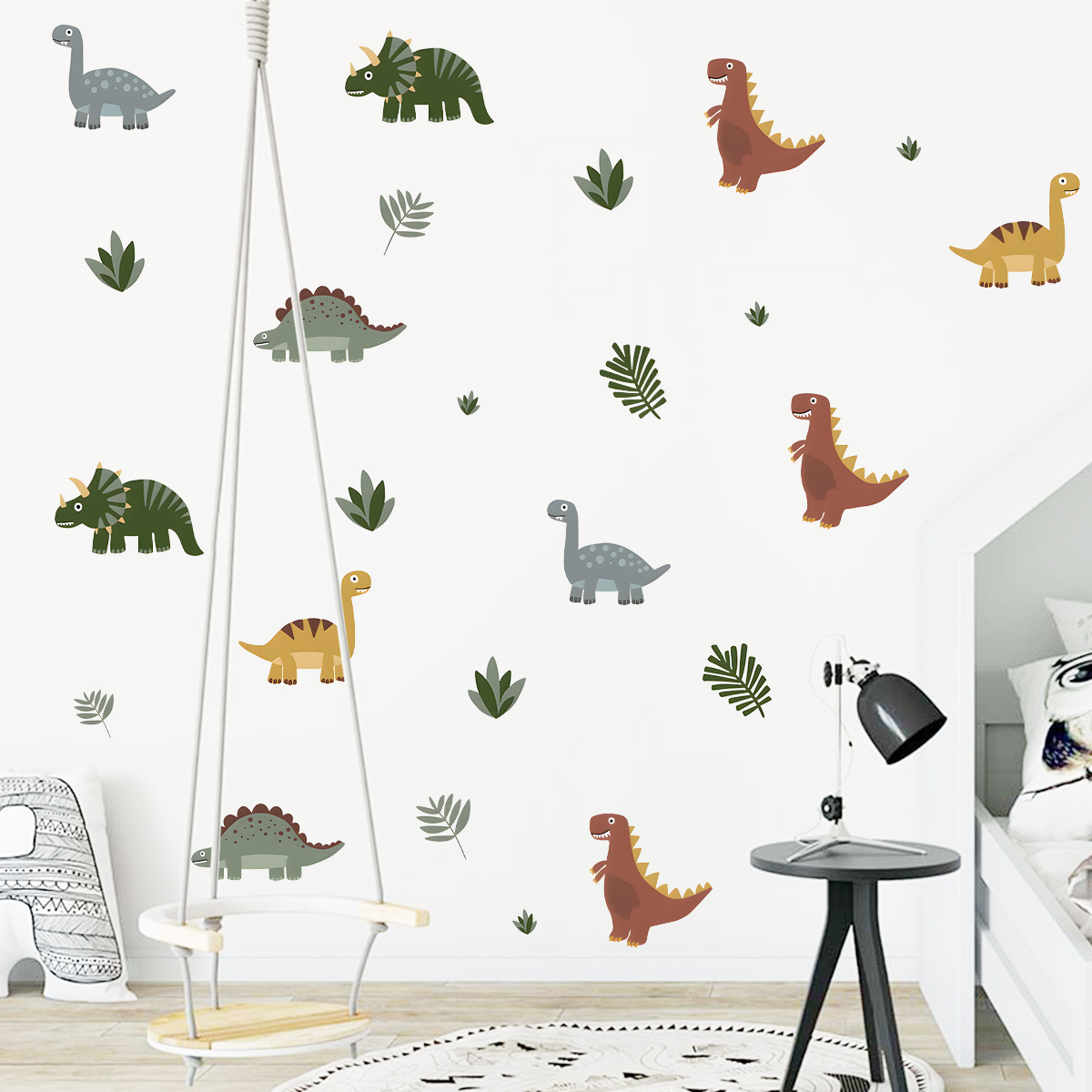 Cartoon Cute Dinosaur Leaf Ani – обзор и цена Baby Nursery Wallpaper