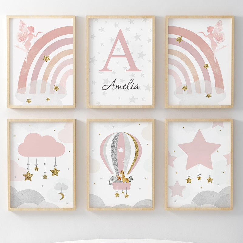 Pink Angel Girl Rainbow Wall A – обзор и цена Baby Nursery Pink