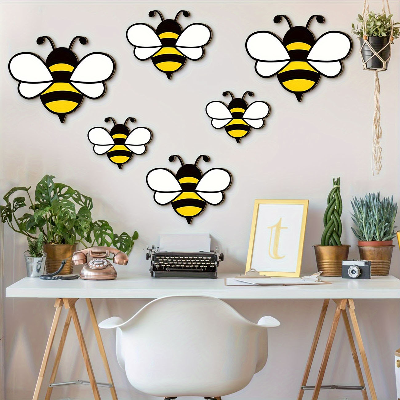 6Pcs Cute Bee Wooden Wall Stic – обзор и цена Baby Nursery Wallpaper