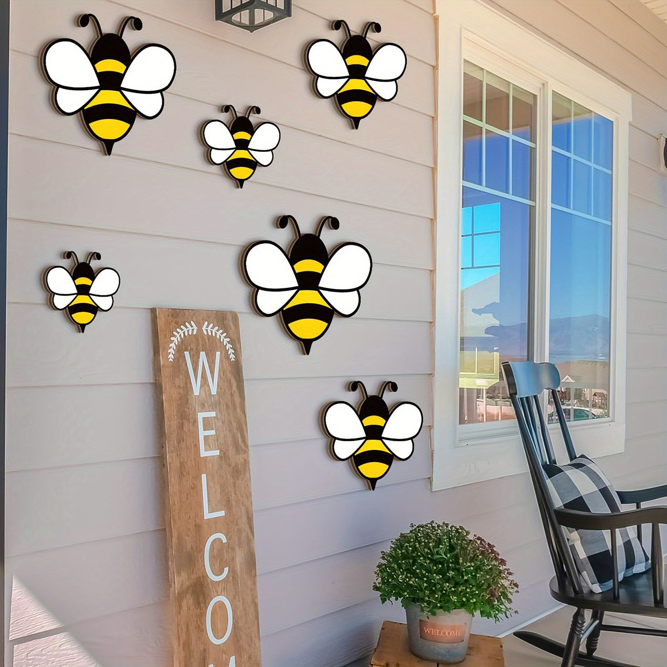 6Pcs Cute Bee Wooden Wall Stic – обзор и цена Baby Nursery Wallpaper