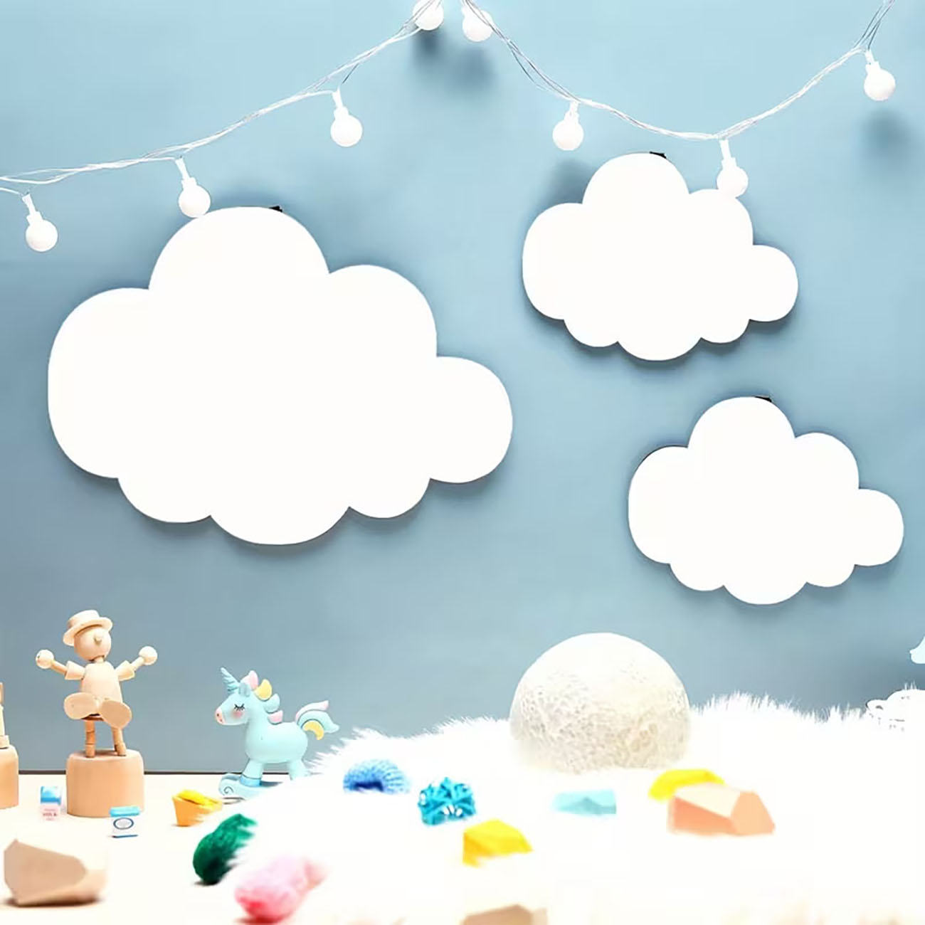 6Pcs Cloud & Eyelash Wooden Wa – обзор и цена Baby Nursery Wallpaper