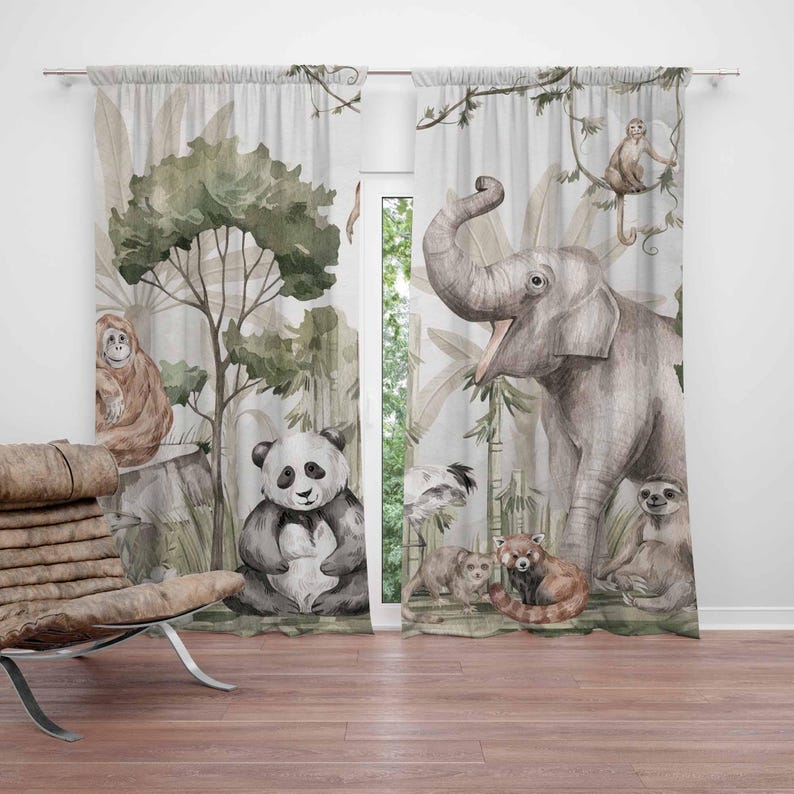 Safari Animals Curtains Kids B – обзор и цена Baby Nursery Youtube