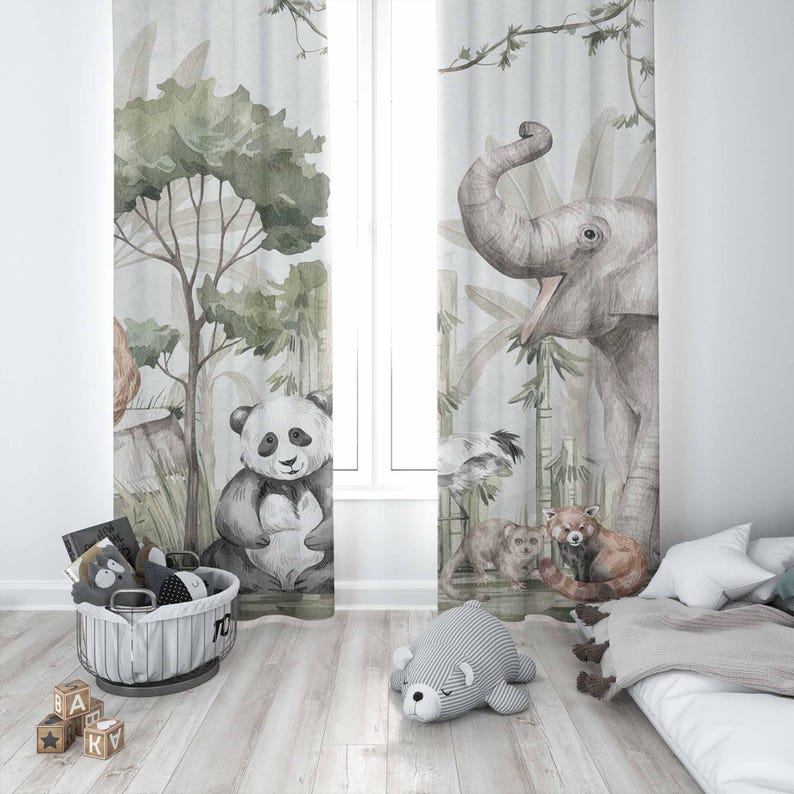 Safari Animals Curtains Kids B – обзор и цена Baby Nursery Youtube