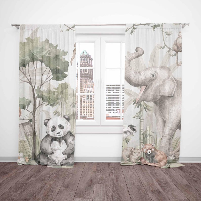 Safari Animals Curtains Kids B – обзор и цена Baby Nursery Youtube